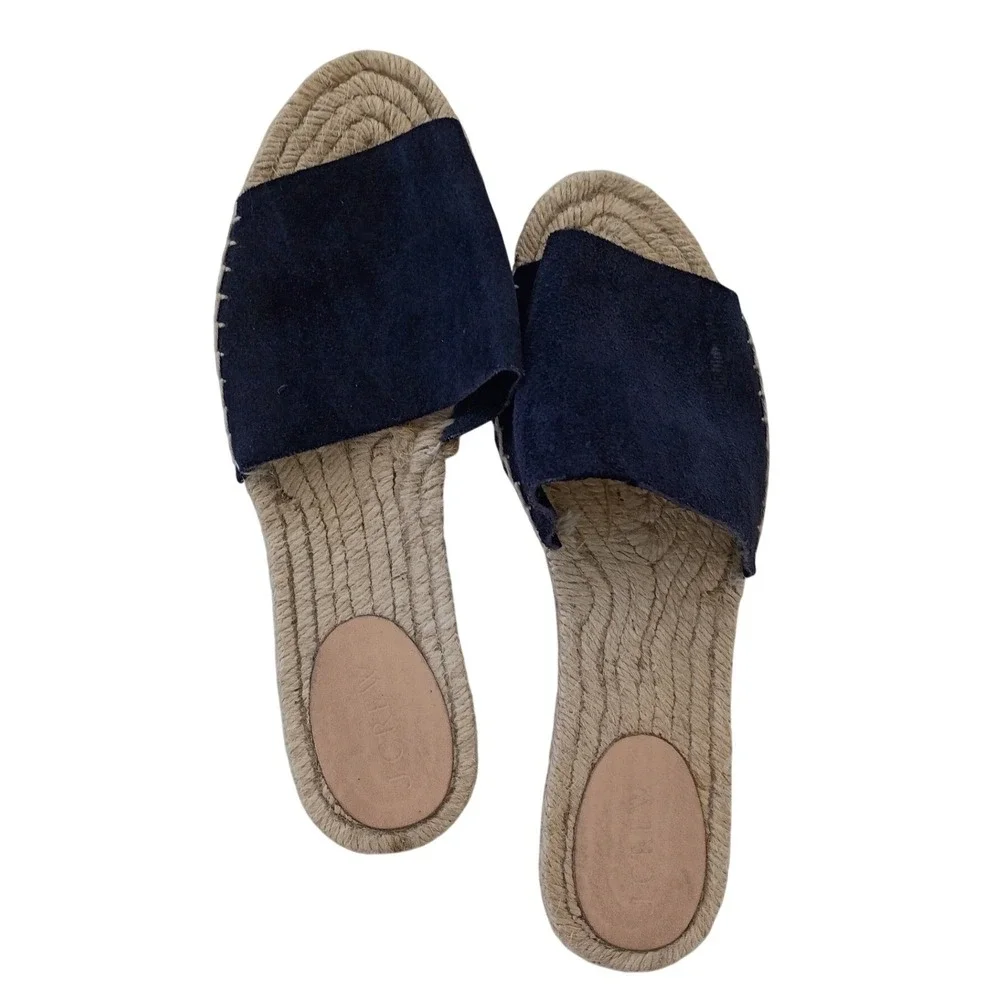 J.Crew Navy Blue Suede Espadrille Slides‎ Made in Spain Women 7 Sandals $128